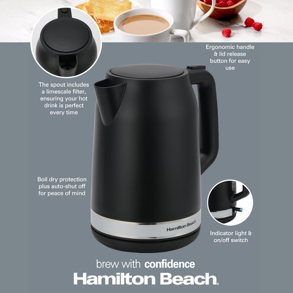 Hamilton Beach Ella Kettle, Toaster and Retro Microwave Black
