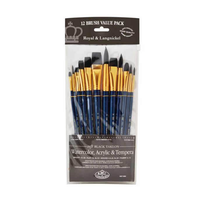 Royal & Langnickel Black Taklon 12 Piece Brush Set