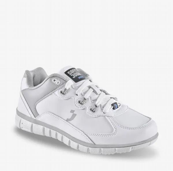 Size: EU 45, UK 10.5/11 - Men's Oxypas Oxysport Henny Leather Nursing Trainer - White/Grey
